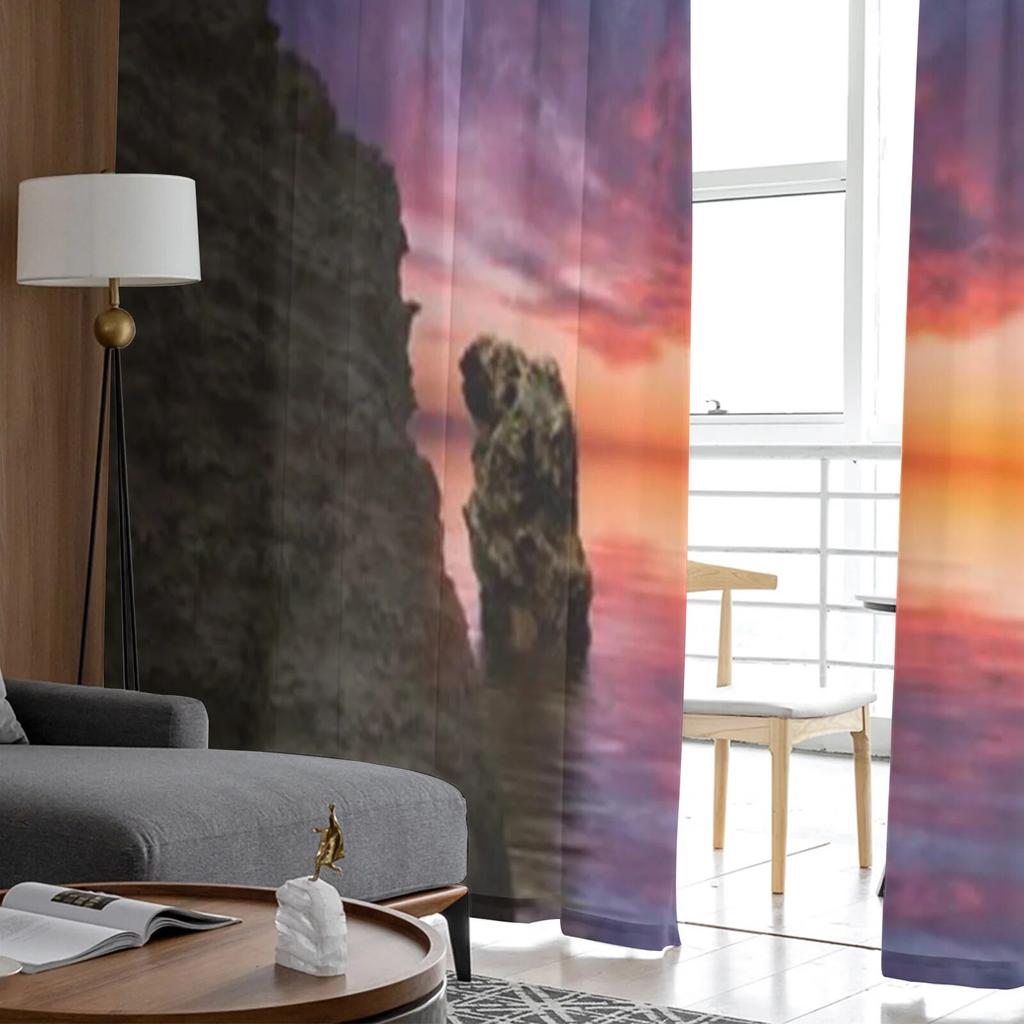 Colorful Landscape Rock Tulle Curtains For Living Room Sheer Curtain Bedroom Veil Organza Decorative Window Treatments