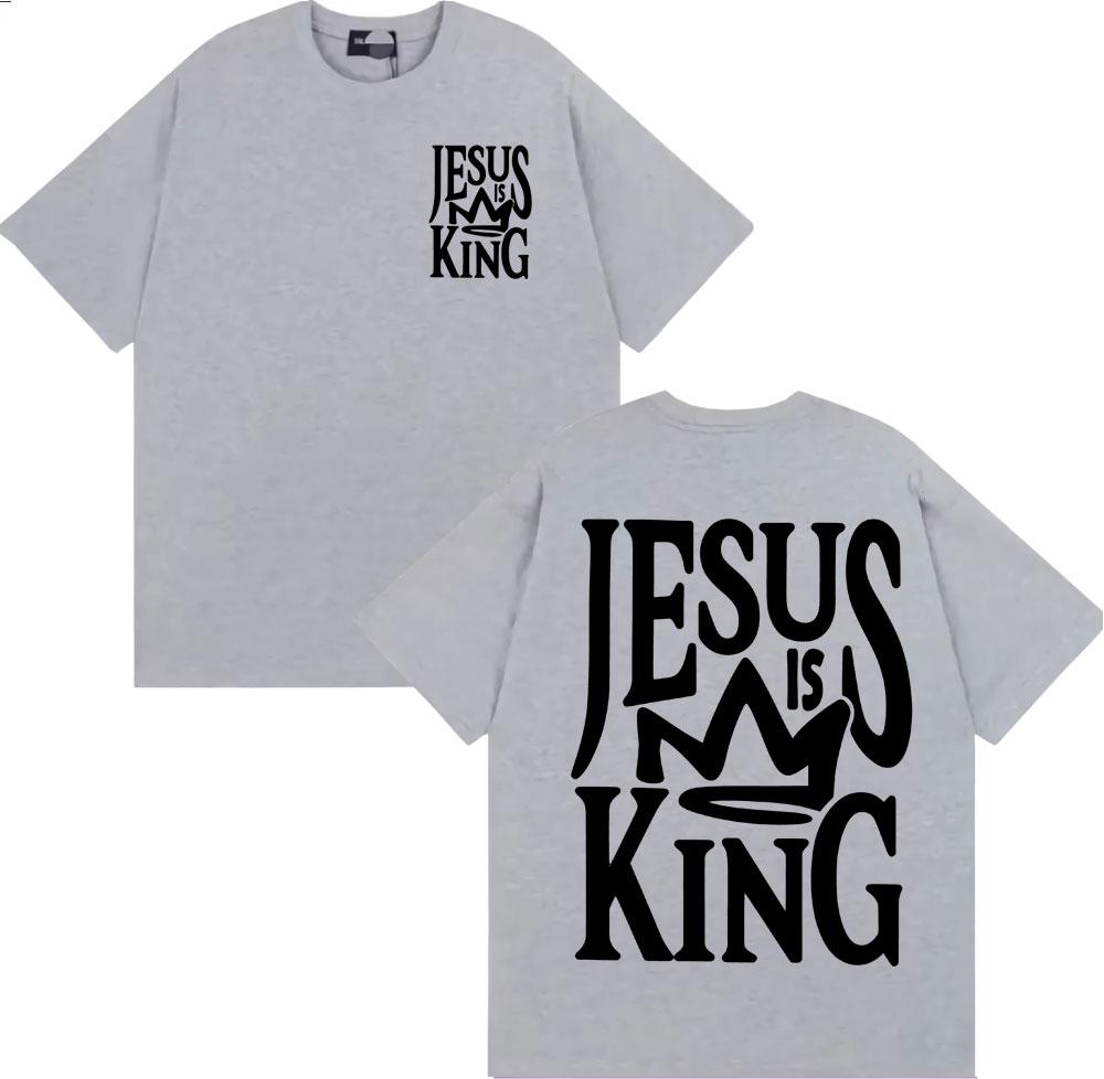 Jesus Is King Oversized Vintage Christian Printed T Shirts Men Women Gothic Vintage Tshirt 100 Cotton Comfort Crewneck T Shirt