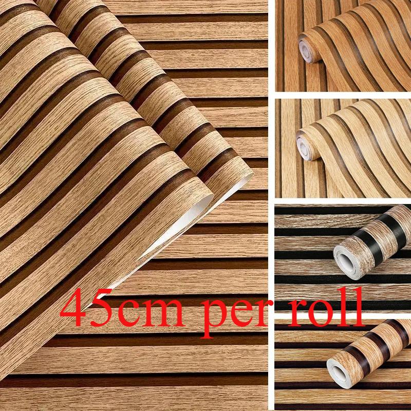 45cm Vinyl Wall Panels Self-Adhesive - Waterproof Wood Grain Stickers for Cabinet/Wall Renovation  Removable Roll