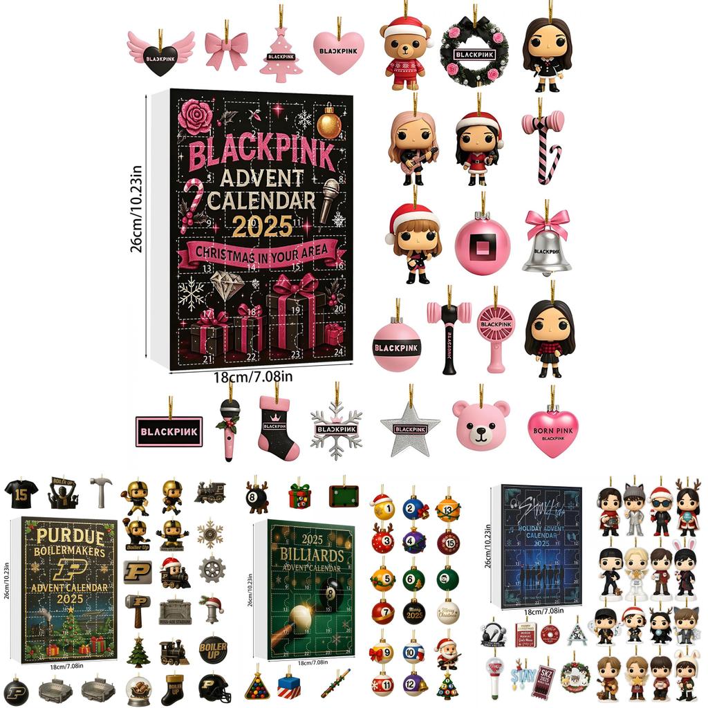 Stray Kids Weihnachts-Adventskalender mit 24 Acryl-Dekorationen zum Verschenken in der Weihnachtszeit