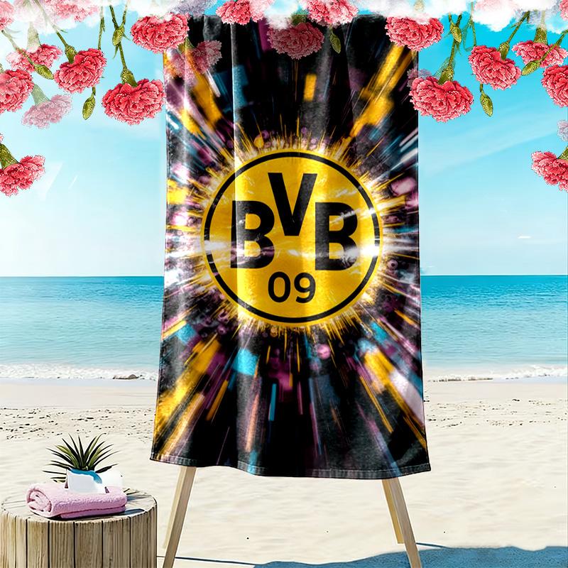 Vibrant BVB Fan Art beach towel Beach towel for vacation photos Outdoor camping Outdoor pool towel Absorbent bath towel swim