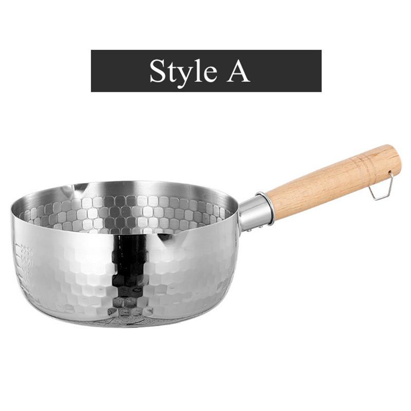 Japanese Non-Stick Frying Pan Saucepan with Wooden Handle Flat Bottom Ramen Noodle Cooking Sauce Milk Pots Home Kitchen Cookware