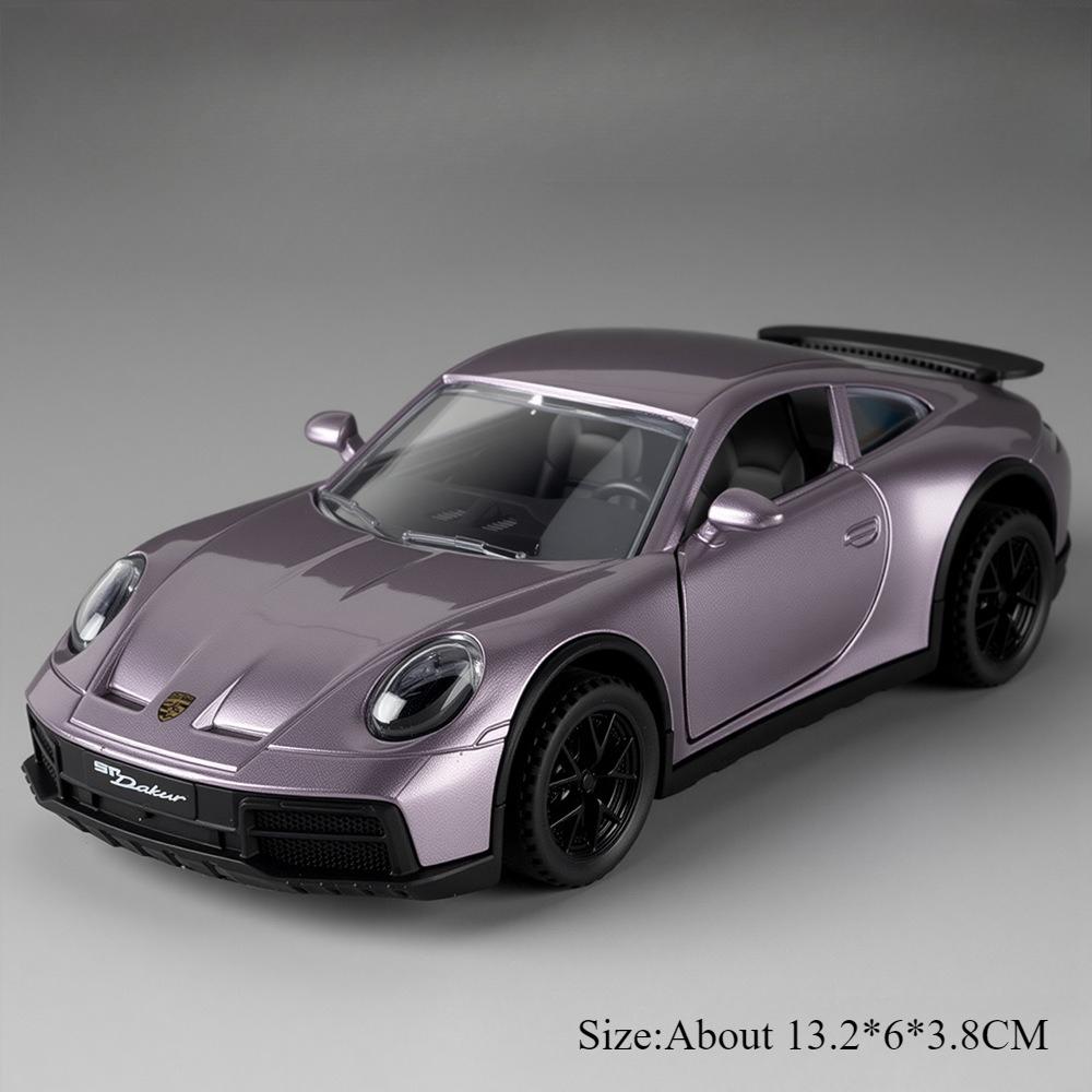 1:32 Scale 911 Dakar Gt3 Sports Car Model Toy Alloy Body Doors Opened Supercar Models Sound Light Police Cars Kids Presents