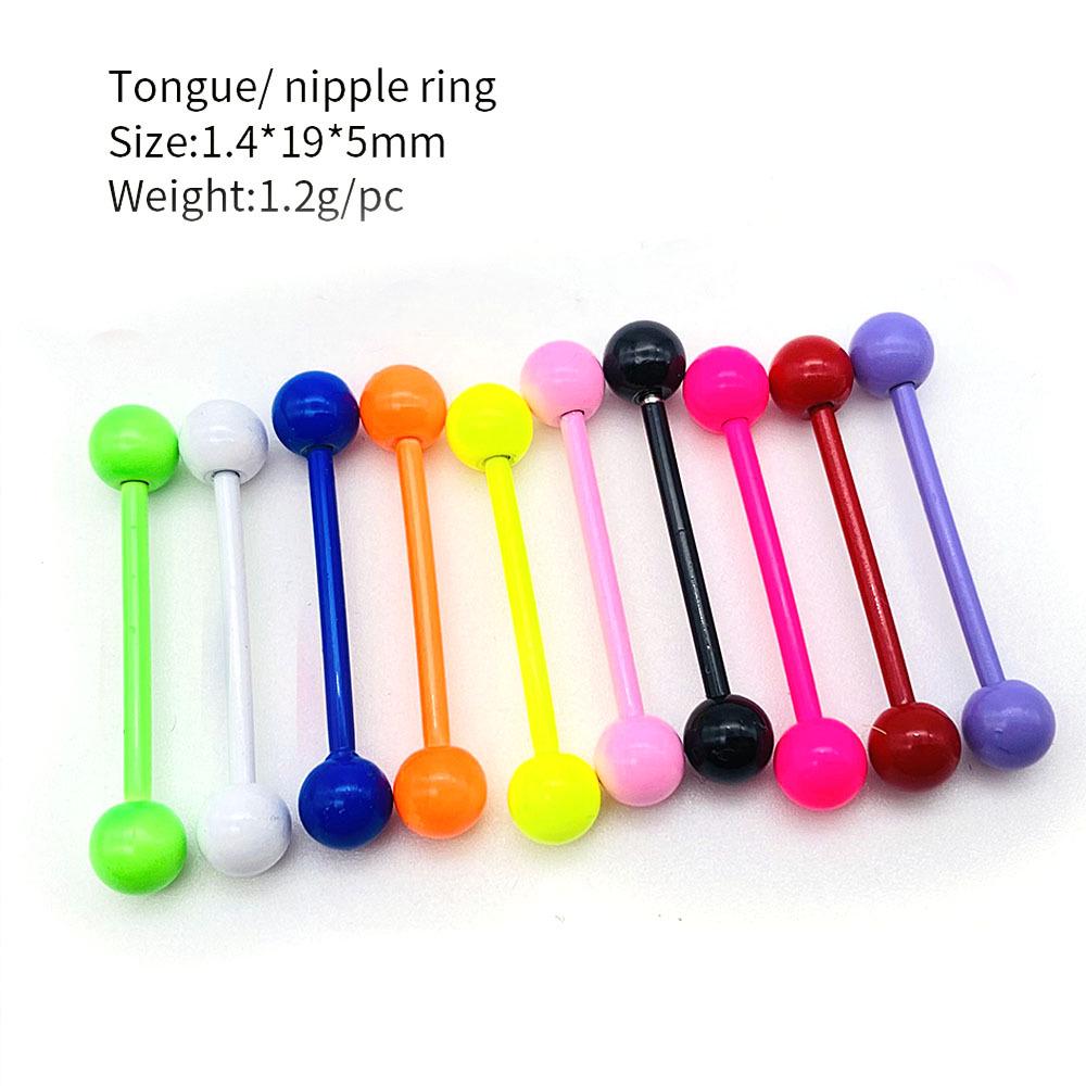Stainless Steel Tongue & Nipple Ring with 10 Colors, Popular European & American Cartilage Piercing Jewelry