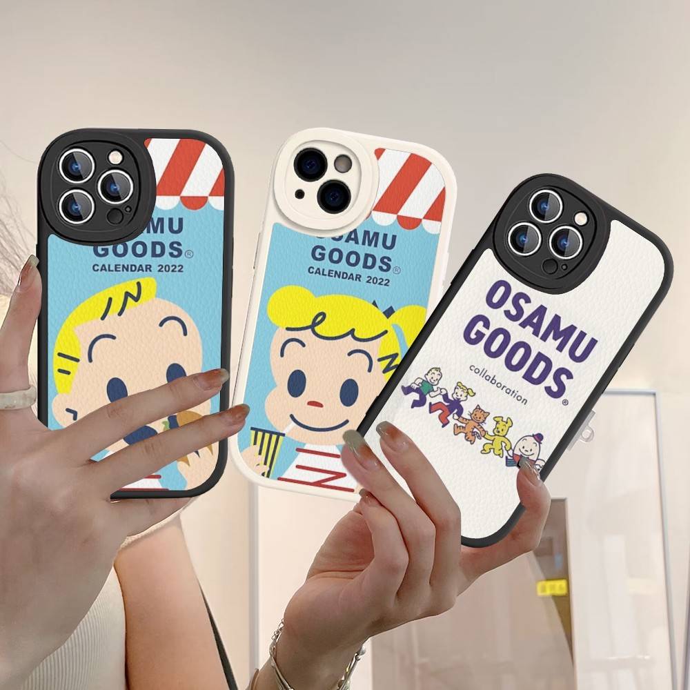 Kawaii O-OSAMU-G-GOODS Cute Phone Case For IPhone 16 15 14 13 12 11 Pro Max Plus Soft Leather Cover
