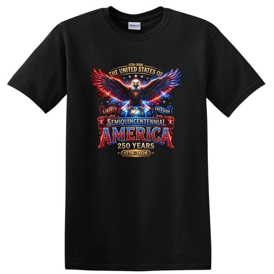 USA 250th Anniversary T Shirt w/ Eagle Liberty Freedom Semiquincentennial Tee L