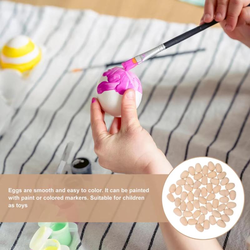 20 Unfinished Diy Wooden Eggs, Smooth Flat Bottomed Unpainted Eggs For Crafts, Easter Decorations, And Gifts