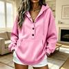 Women's Casual Loose Fit Long Sleeve Hoodie with Button Collar and Pockets, Mid-Length Tunic