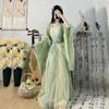 Chinese Wei And Jin Dynasties Style Hanfu Female Fairy Embroidery Full Set With Waist-length Sleeves