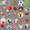 50 Mixed Sports Stickers: Volleyball, Rugby, Skateboarding - Waterproof for Suitcases