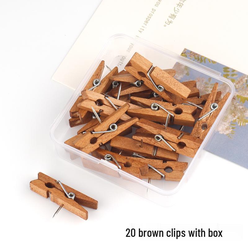 Creative Wooden Push Pin Clips for Felt, Cork Boards, Photo Walls, Message and Bulletin Boards - Perfect for Fixing Photos and Notes.