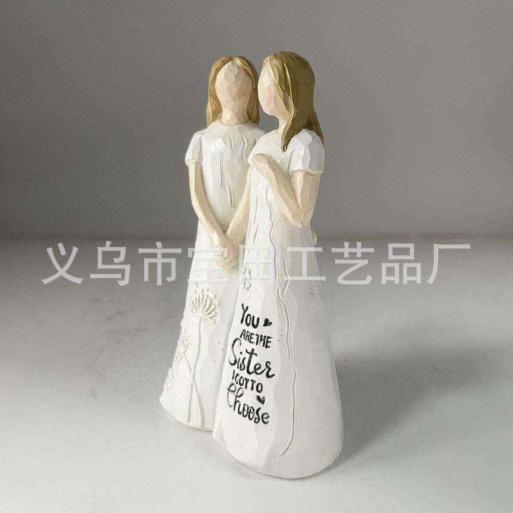 Friendship Gift for Best Friends Friendship Double Holding Hands Girl Statue Home Knickknack