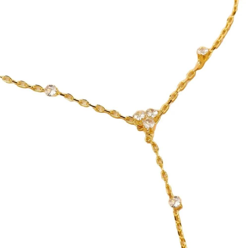 Personalità Semplice Colore Oro Acciaio Inossidabile Catena a Y Zircone Intarsiato Braccialetti Regolabili per Donne Anello Collega Braccialetti Gioielli