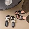 Korean Version of the Toe Fairy Wind One Word Cool Slippers Female 2025 Summer New Wear Fashionable Versatile Soft-soled Sandals