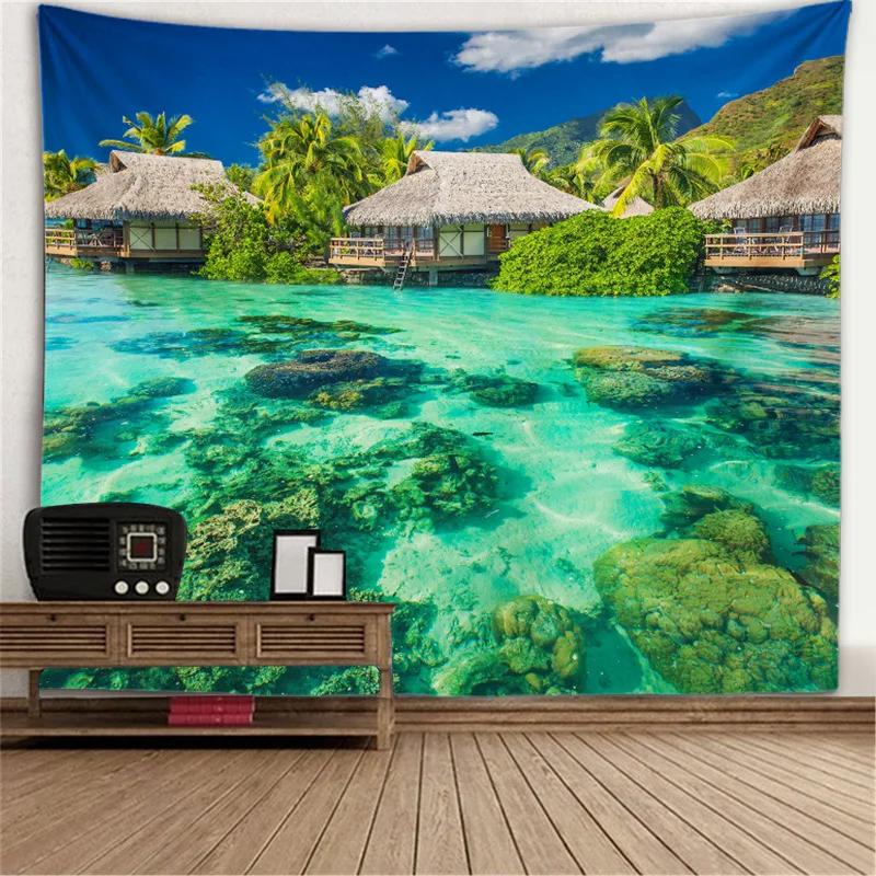 Window View Tapestry Wall Hanging Bedroom & Living Room Wall Decor Backdrop Tree Hollow Stove Hanging Large Tapestry