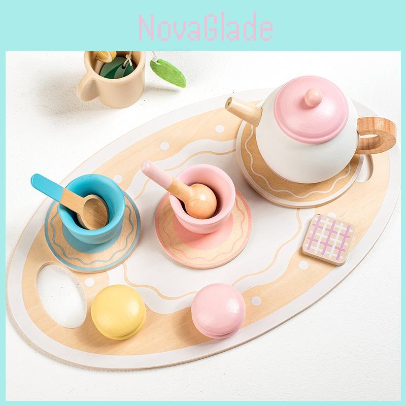 Wooden Royal Tea Party Play Set For Kids With Imaginative Over Kitchen Role Play