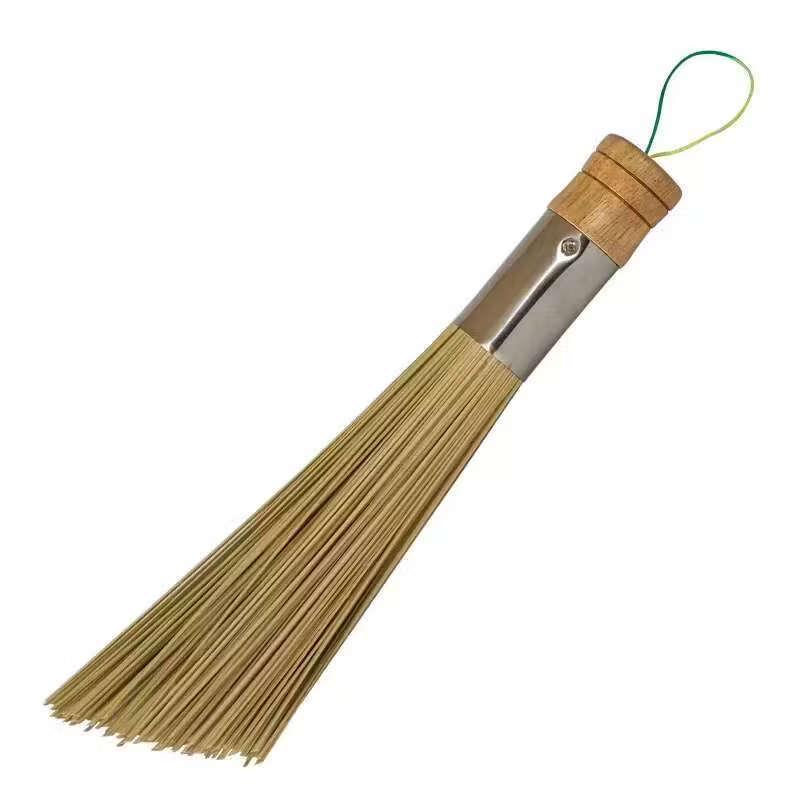 Bamboo Pot Scrubber with Rubberwood Handle