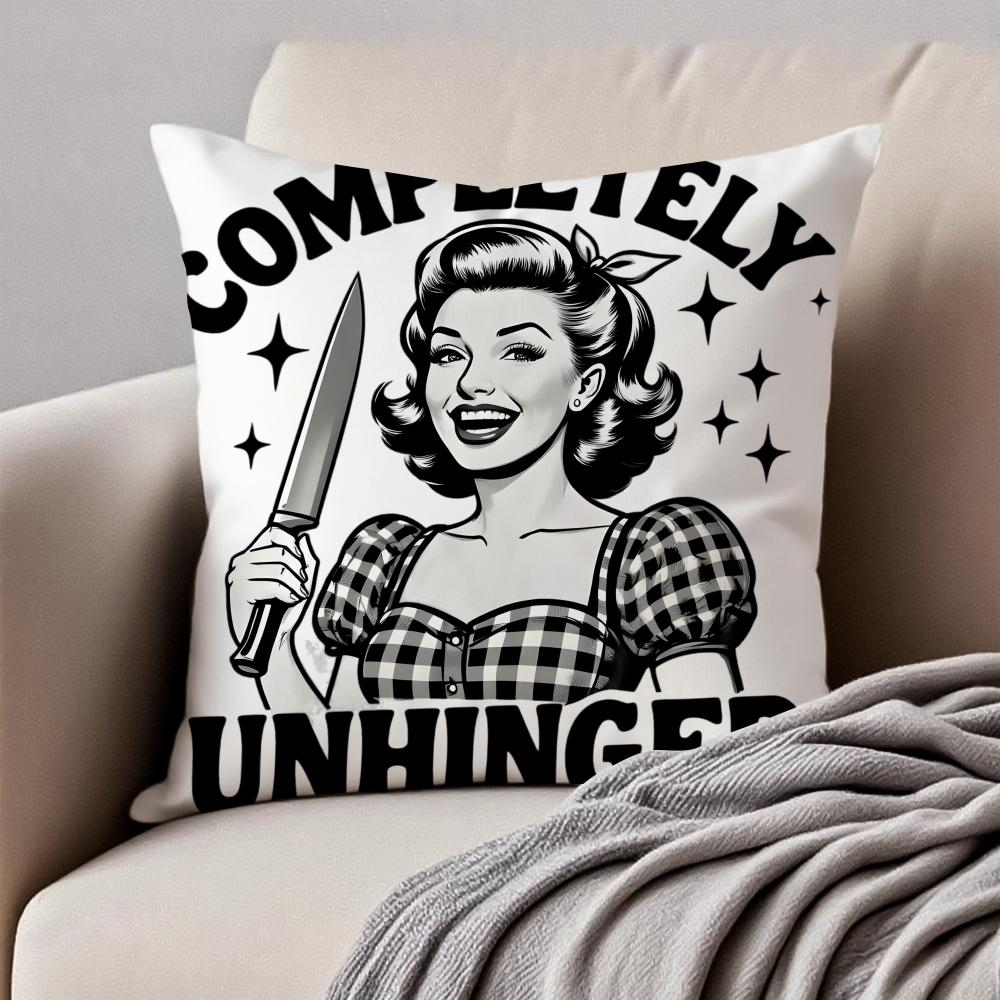 Vintage Amerikanischer Retro Cartoon Stil Kunst Kissenbezug Kissenhülle Anti-Milben Unsichtbarer Reißverschluss Kurzer Plüsch Sofakissen