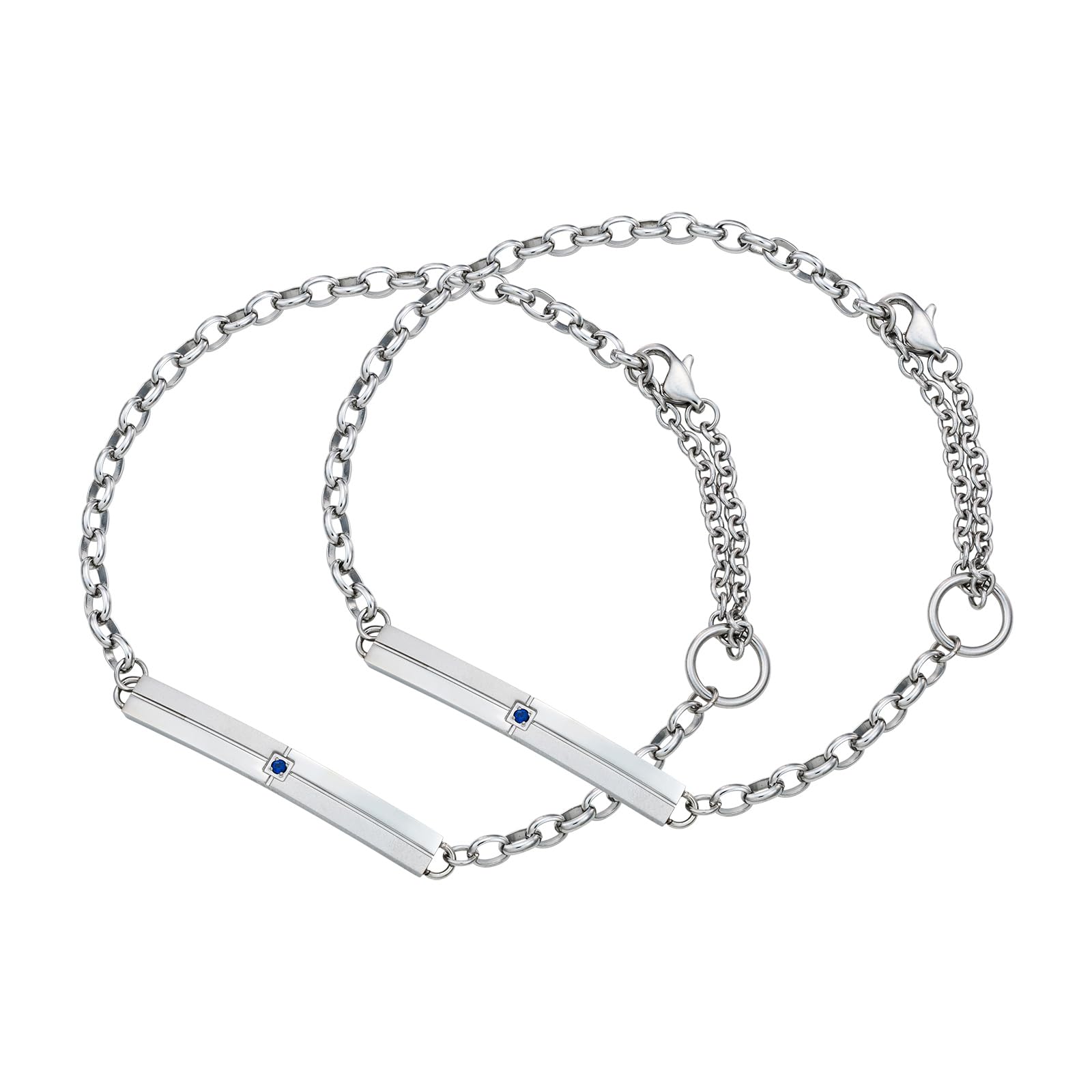 

Pair Bracelet Set of 2 Surgical Stainless Steel 316L Cubic Zirconia Cross Matte Frosted [White Clover] 15cm-24cm 4SBR052SV&4SBR052SV срібний