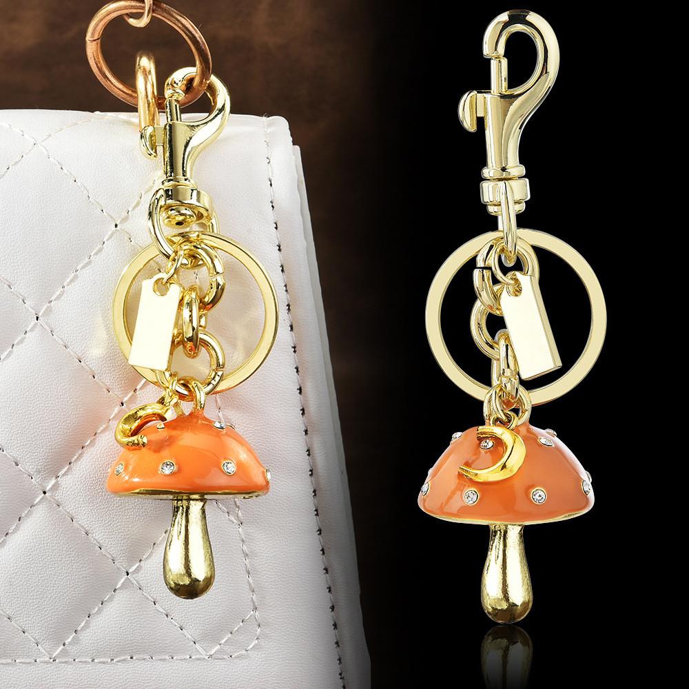Summer Mushroom Keyring With Gold And Silver Finish For Bag And Purse Decoration