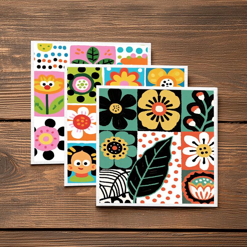 6PCS Cleaning Dishcloths Reusable Kitchen Dish Towels Retro Memphis Style Floral Cloth Absorbent Lint Free Dishcloth Washable Duster Rags Tea Towels
