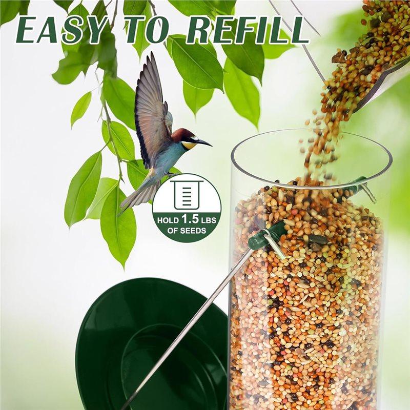 ABXF-Metal Bird Feeder 6 Port Tube Feeder For Outdoors Heavy Duty Squirrel Proof With Metal Lid Easy Fill & Clean