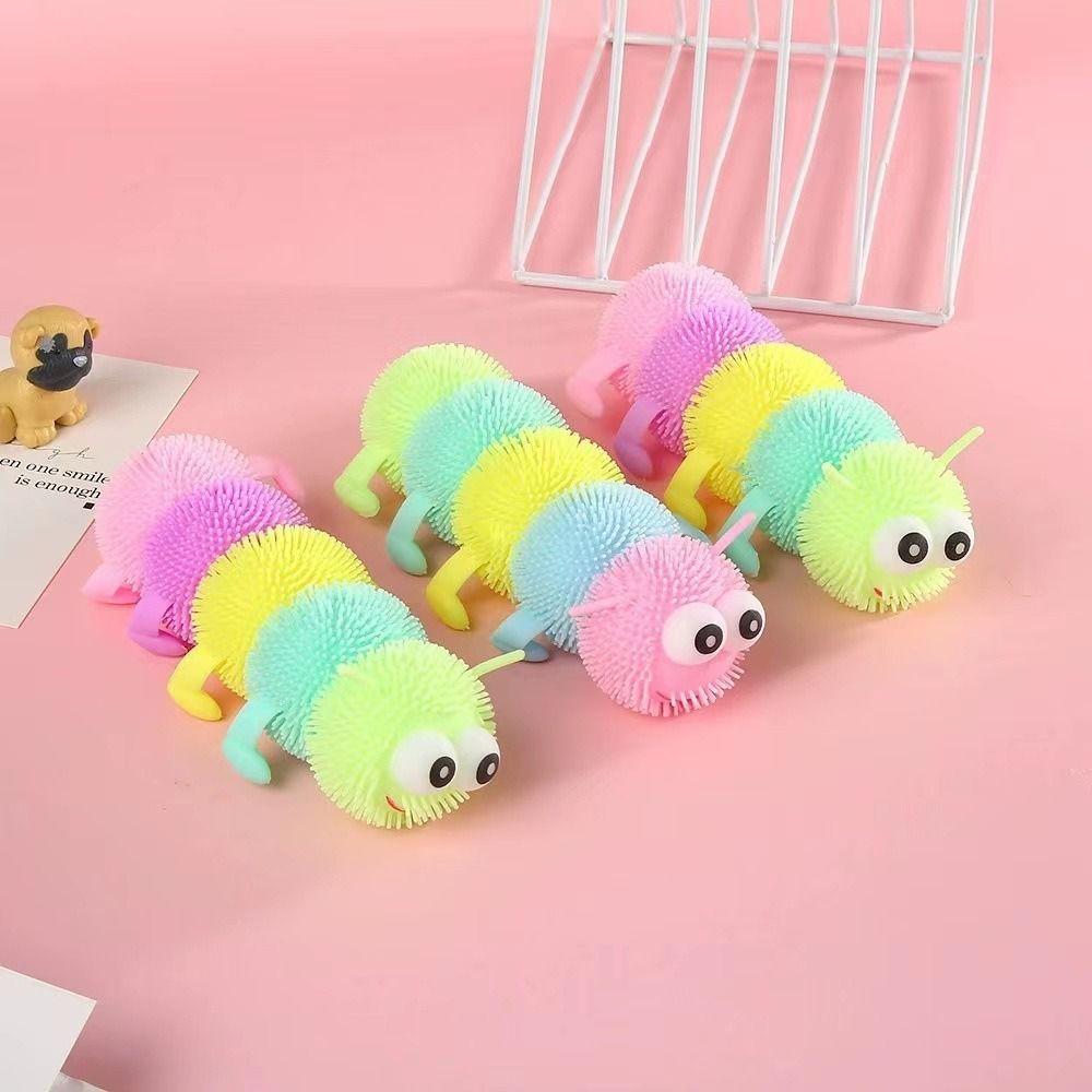 Interactive Gift Antistress Soft Squish Luminous Caterpillar Toy Fidget Squeeze Decompression Toy
