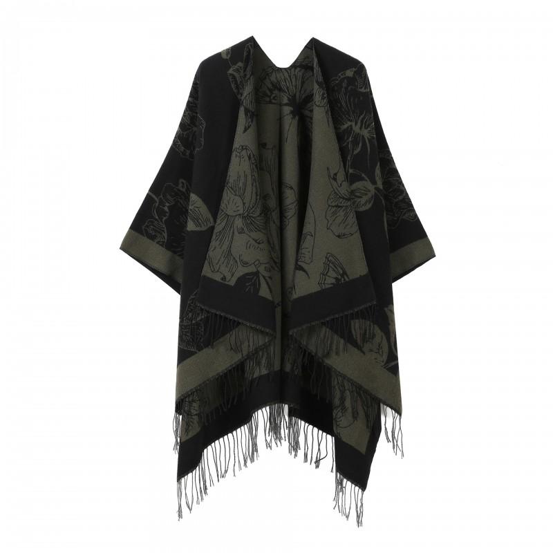 Elegant Vintage Shawl Cape Double-sided Tassel Split Travel Warmth
