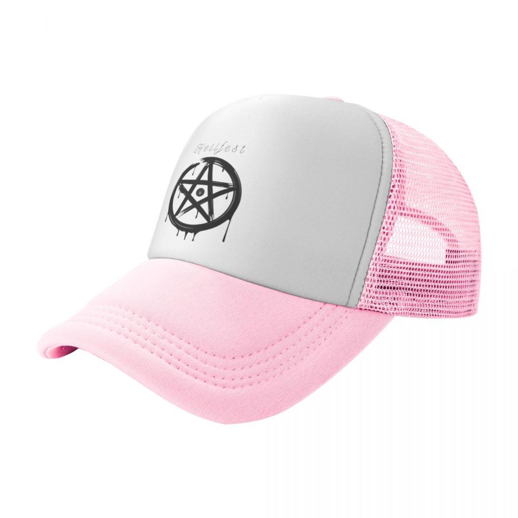 Schwarze Hellfest Muster Sommer Baseballkappen Damen Herren Personalisierte Männliche Strand Sonnenhut Trucker Cap