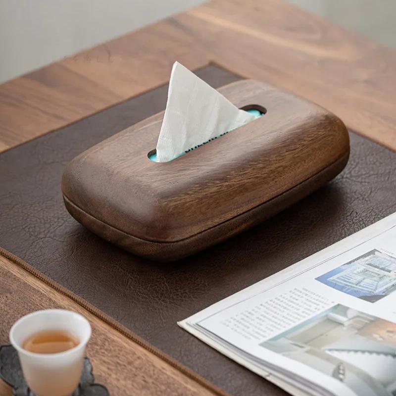 Wood Tissue Box Office Design Paper Towel Table Cute Hotel Paper Box Walnut Tissue Boxes Home Decor Dressing Rooms Tissue Storage Box Ornaments