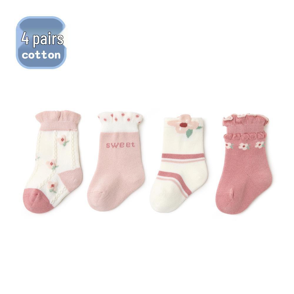 Cartoon Loose Cuff Cotton Baby Socks - Antibacterial and High Elastic for Spring/Autumn