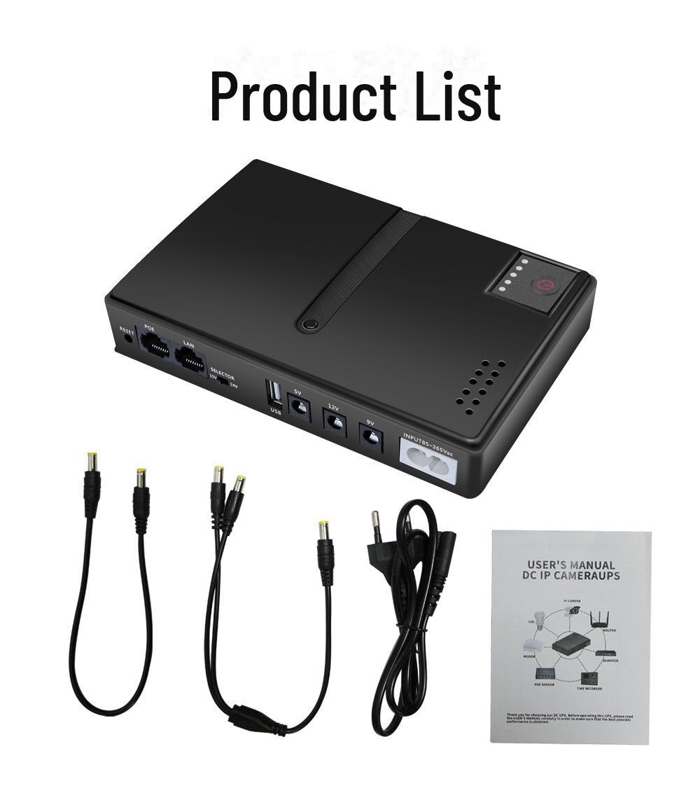 

Маршрутизатор DC1036P ИБП: Резервный оптический модем для мониторинга, 5 В/9 В/12 В, 10400 мАч, 36 Вт источник бесперебойного питания European regulations