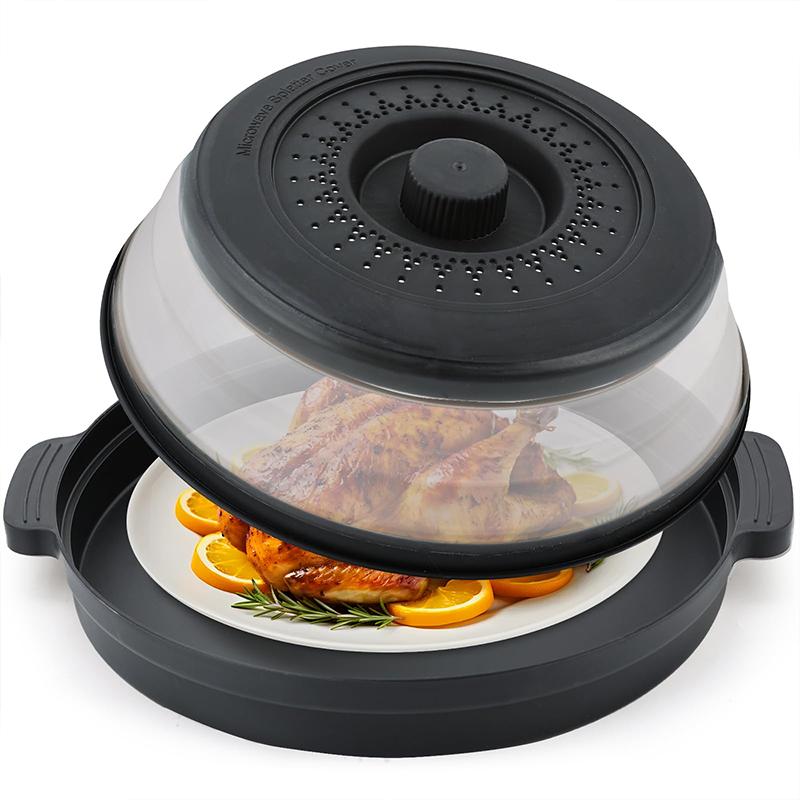 Folding Heating Covers Food Splash-Proof Microwave Cover Multi-Function Microwave Tray With Bottom Fresh-Keeping Cover Tool