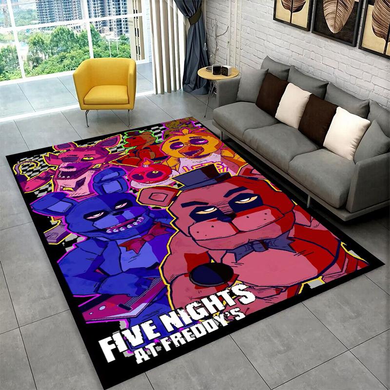 Klassischer F-FNAF Horror Spiel Freddy Teppich Teppich für Spielzimmer Schlafzimmer Wohnzimmer Sofa Heimdekoration, Kinderteppich Rutschfeste Fußmatte
