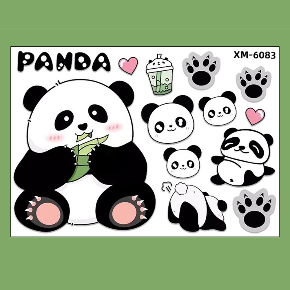 1Pc Motorcycle Bicycle Decal Helmet Car Waterproof Decals Lovely Pandas Night Sign Stickers Creative Exterior Decor Accessories