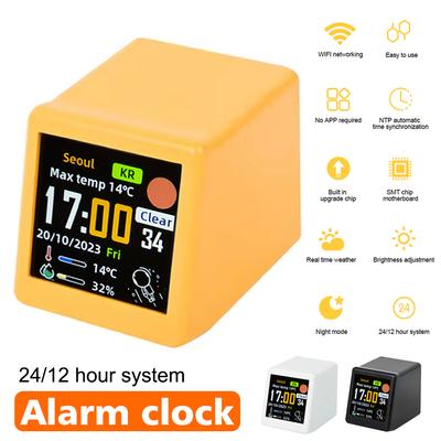 Small Portable Smart Wifi Weather Station Display Weather Temperature Humidity Time Alarm Clock Desktop Decoration