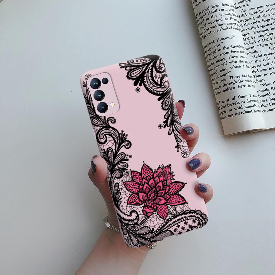For Oppo Reno5 Pro Case Cute Cat Cactus Painted Soft Silicone Back Cover For Oppo Reno 4 5 Reno4 Reno5 Pro 5G Phone Cases Bumper