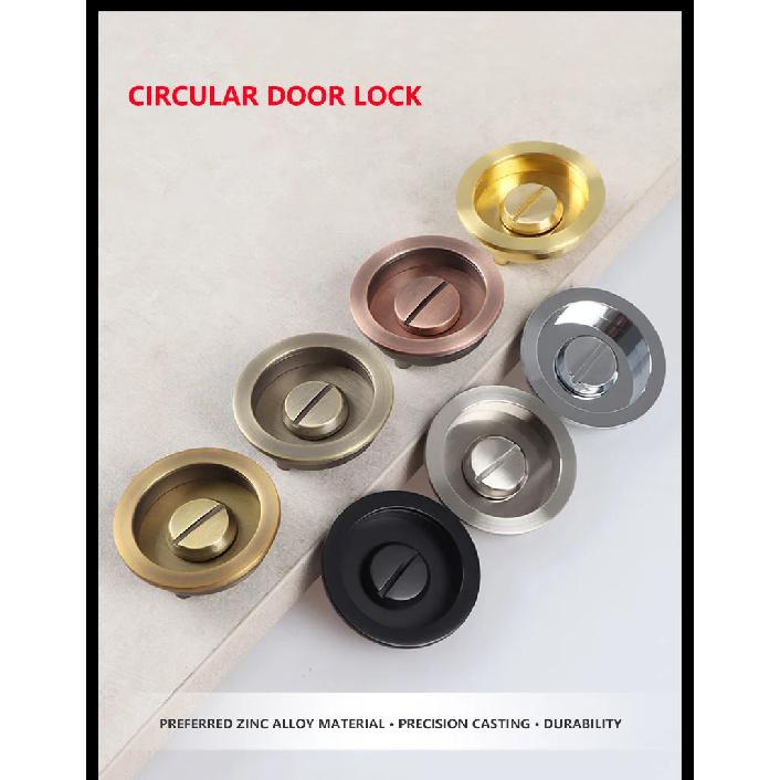 Round Black Sliding Door Sliding Door Lock Bathroom Kitchen Keyless Sliding Door Embedded Hidden Hook Lock Invisible Lock