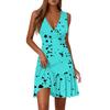 Ladies Casual Fashion V-Neck Sleeveless  Print Dress