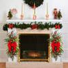Xmas Staircase Swag with Light String Artificial Wreath Decor for Door Stair Wall Window