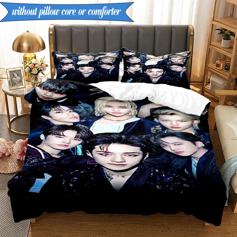 K-pop Group Stray 3pcs K-pop Music Group Bedding set,Ideal for Bedroom, Dormitory,Including Duvet Cover And 2pcs Pillowcases,Fan Gifts