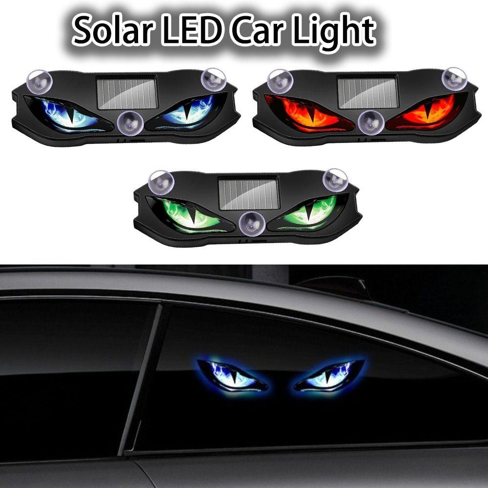 Gifts Wireless Solar LED Car Light Vibration Lights on Dynamic Display Devil Eyes Car Lights Suction Cup Car Warning Light Neon Lights 4