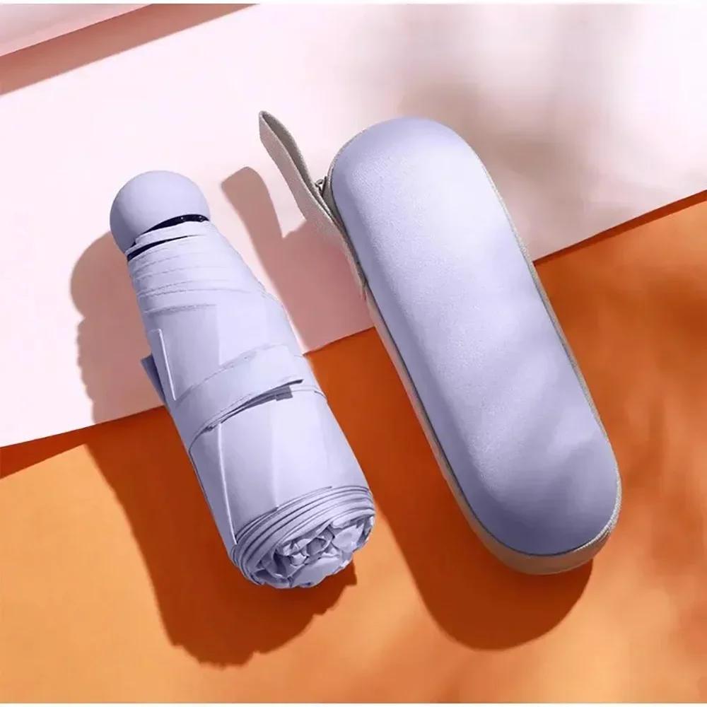 1 Piece of 6-Rib Umbrella with Storage Bag, Uv Protection Umbrella, Small and Portable, Suitable for Commuting, Travel and Photo
