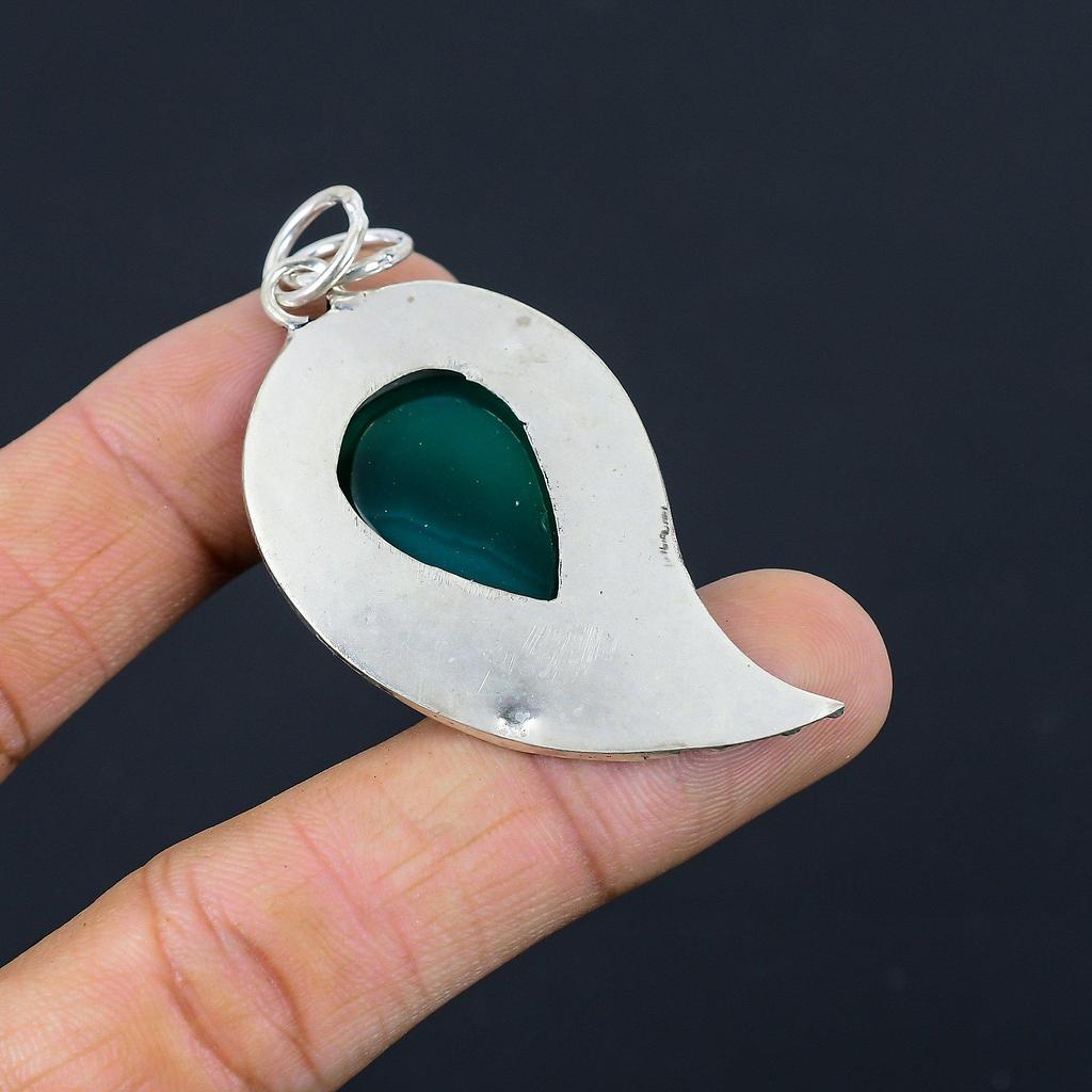 Daughters Day Sale Sterling Silver Green Onyx Gemstone Mother Pendant Jewelry