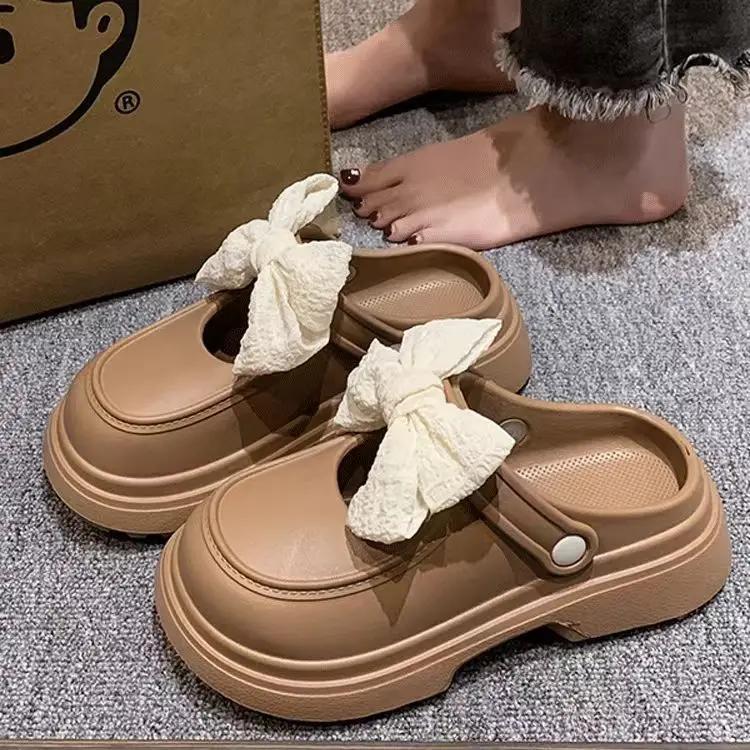 

Women s Bowknot Slippers Summer Soft Outdoor Lightweight Casual Sandals Slippers Plus Non-slip Beach Shoes Women s 40-41
