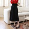Temperamental Elegant High-Waist Woolen Pleated Skirt - Women's Mid-Length Swing Skirt