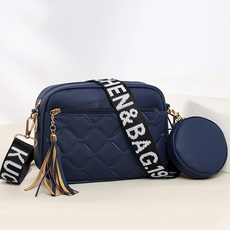 Women's Fashion Bags Embroidery PU Leather Women Square Handbags Brand Designer Zipper Female Cross Body Bags