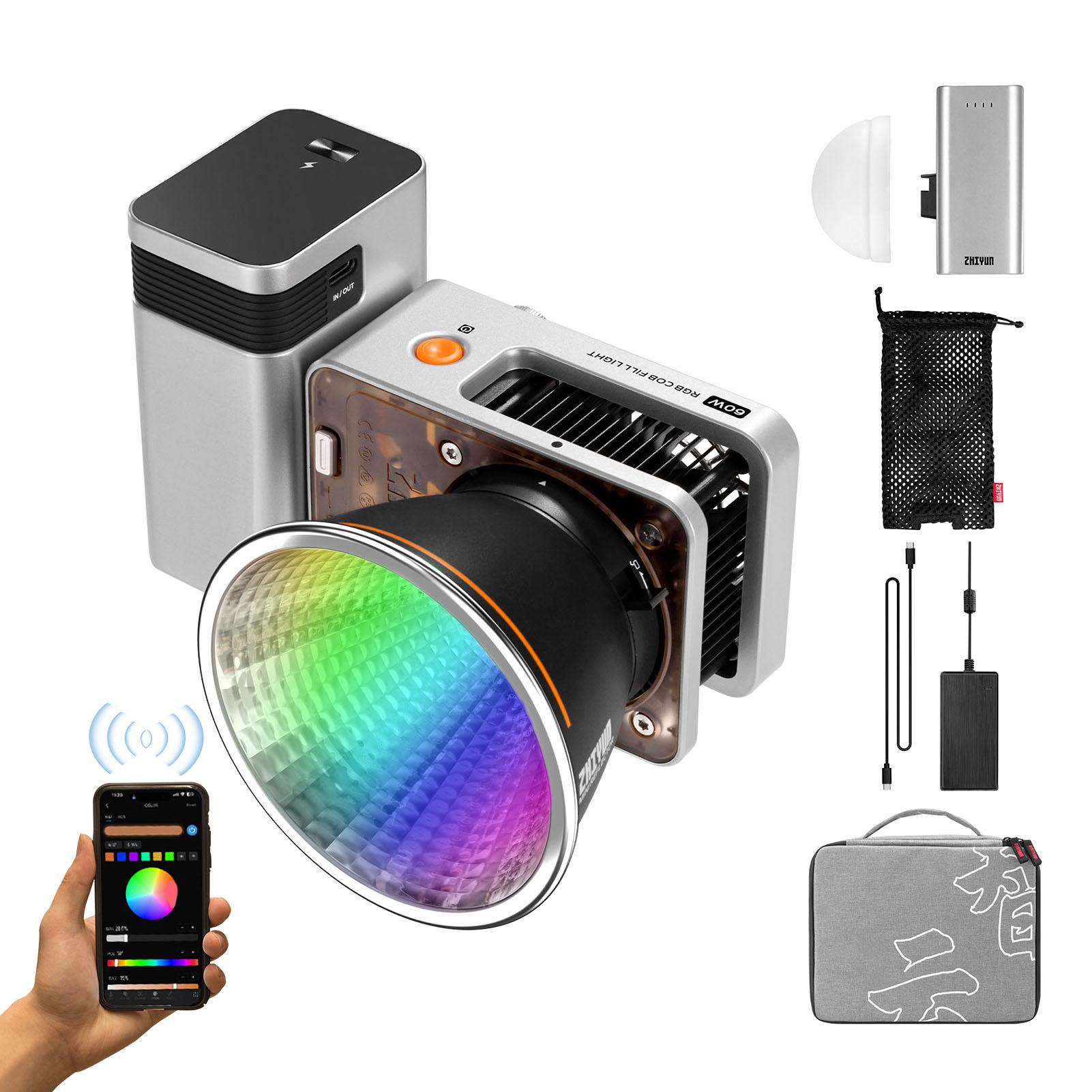 

ZHIYUN Molus X60 RGB Combo COB Видеосвет 60 Вт RGB заполняющий свет Портативный светодиодный видеосвет 2700K-6500K EU Plug