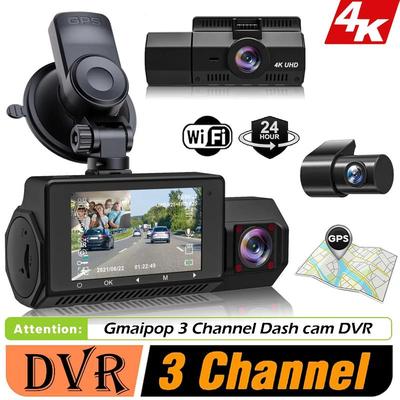 3-kanałowy samochodowy rejestrator wideo, kamera samochodowa 4K, kamera GPS WiFi do pojazdu, kamera samochodowa, czarna skrzynka, rejestrator wideo, noktowizor, akcesoria samochodowe
