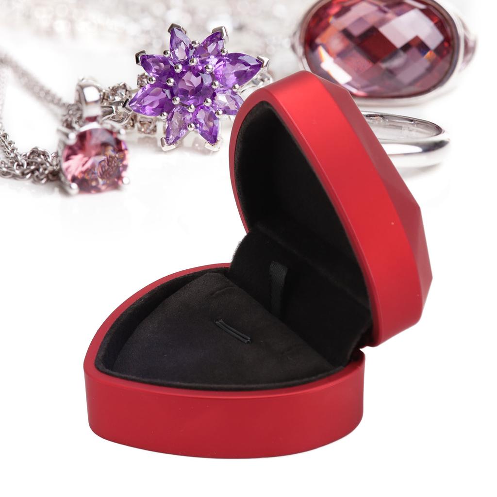 LED Light Pendant Necklace Box Large Capacity Soft Lining Hrt Shaped LED Pendant Box Jewelry Gift Box for Valentine's Day Anniversary Wedding